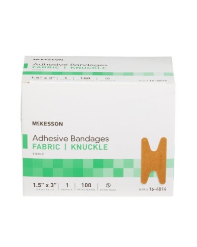 Adhesive Strip McKesson 1-1/2 X 3 Inch Fabric Knuckle Tan Sterile